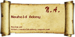 Neuhold Adony névjegykártya